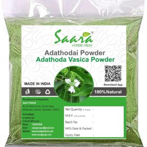 Adathodai Powder, 100g, Vasaka, Adusa, Adalodakam Leaves Powder, Justicia Adhatoda, Malabar Nut,100g