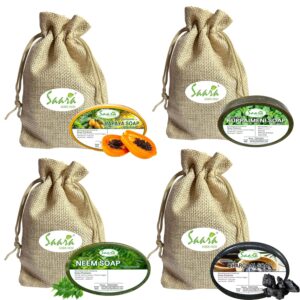 Herbal Soaps Combo Pack of 4 ? Kuppaimeni, Neem, Charcoal, Papaya Soap ? (Each of 90g)