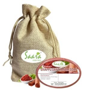 Sivappu Santhanam Soap | Handmade Bathing Soap | For Glowing Skin with all Natural Ingredients, 90g Each (Pack of 1)