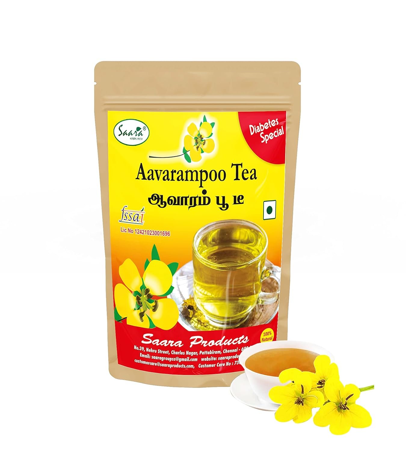Aavarampoo Tea Powder, 100g,Senna auriculata, Tangedu Flower Tea, Immunity Booster