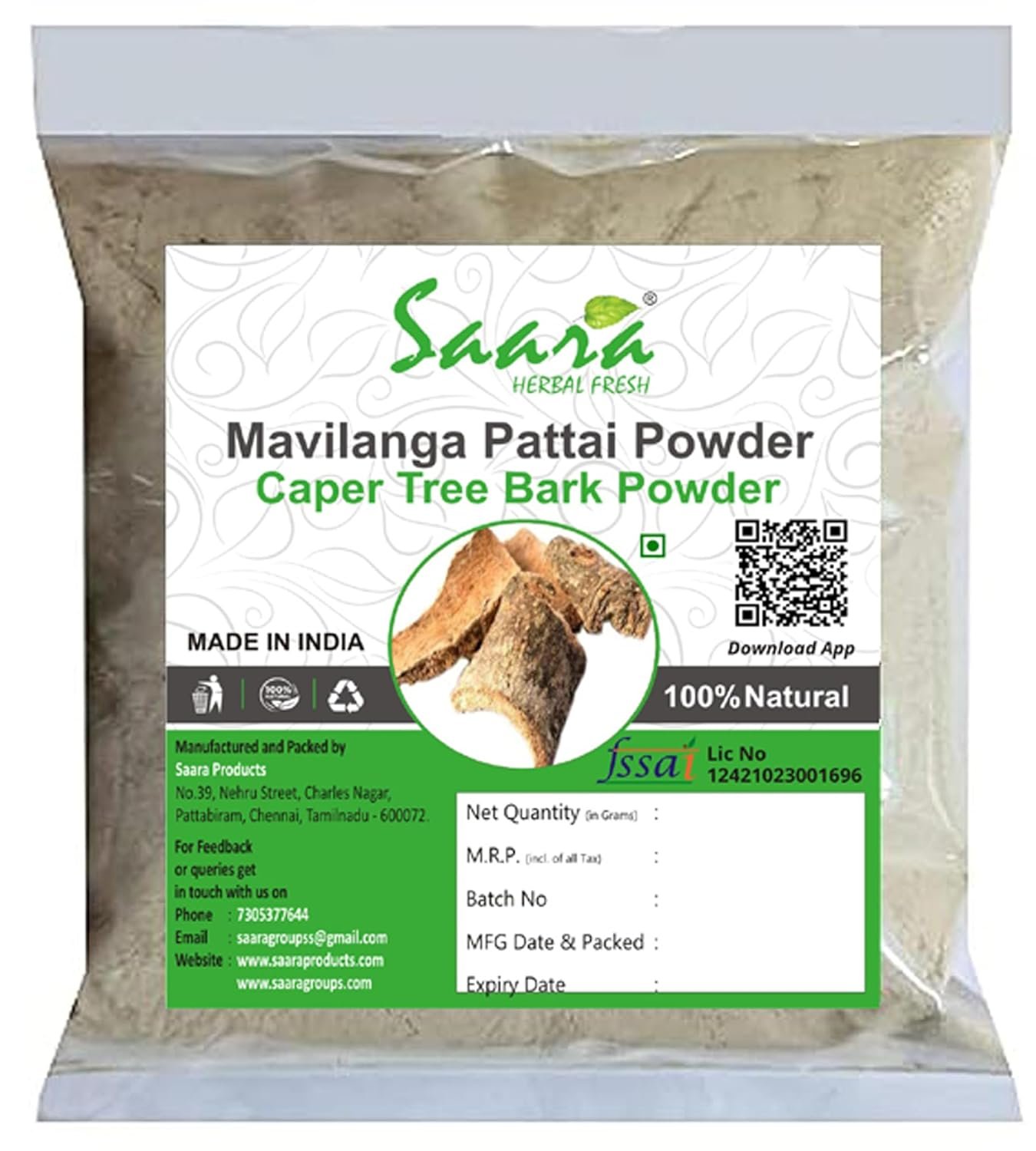 Mavilanga Pattai Powder, 100g, Mahalinga Pattai,Maavilanga Pattai,Varun Chhal,Barna