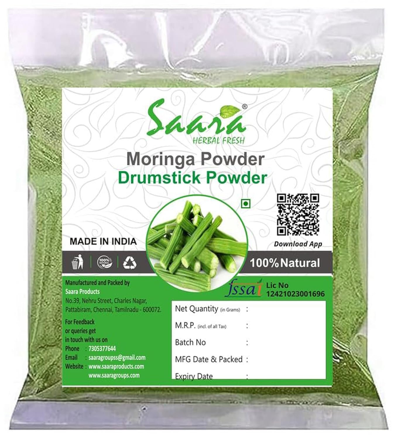Pure Moringa Drumstick Powder | Dried Drumstick Pod Powder | Ideal for Rasam, Sambar & Curries | 100g
