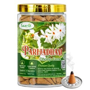 Parijadham Pooja Dhoop | Pooja Incense | Dhoop Cones | Holder Inside | No Charcoal & Bamboo, 50 Cones