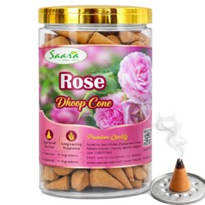 Rose Dhoop Cone, 50 Cones, Incense Cones with Rose Fragrance, Dry Dhoop with Long Lasting Fragrance for Pooja