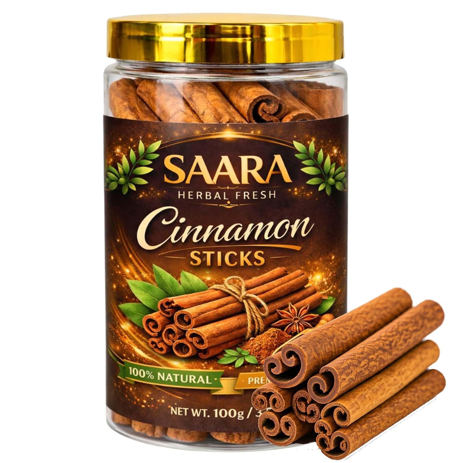 Cinnamon Stick Roll, 75g | Dalchini Sticks Whole | Lavangapattai Cinnamon | Spice for Tea & Food, 75g