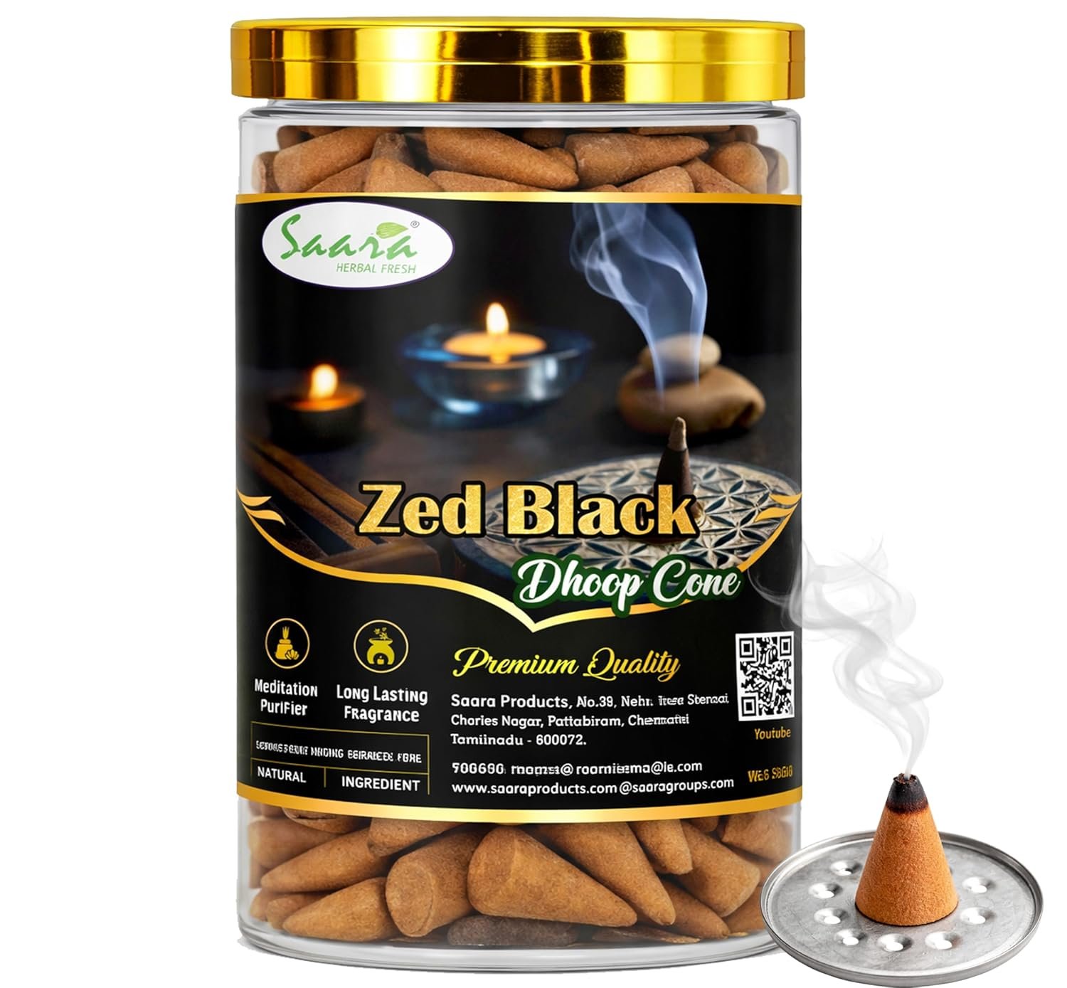 Zed Black Dhoop Cone, 50 Cones, Dasangam Dhoop Cones for Pooja & Havan, Incense Cones