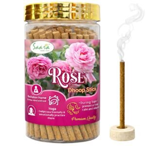Rose Dhoop Sticks Original, 100g | Holder Inside | No Charcoal & Bamboo | Rose