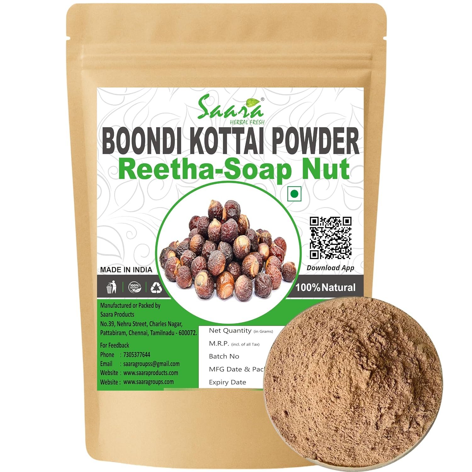 Soapnut Powder, 100g, Boondi Kottai, Aritha Powder, Kumkudukaya, Reetha, For Hair Growth, Hair Wash and Skin Care