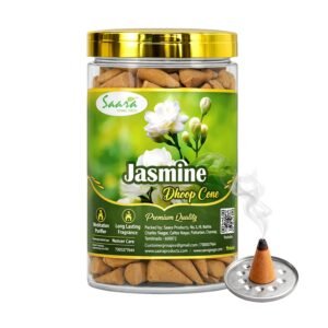 Jasmine Dhoop Cone Natural, 50 Nos | Holder Inside | No Charcoal & Bamboo