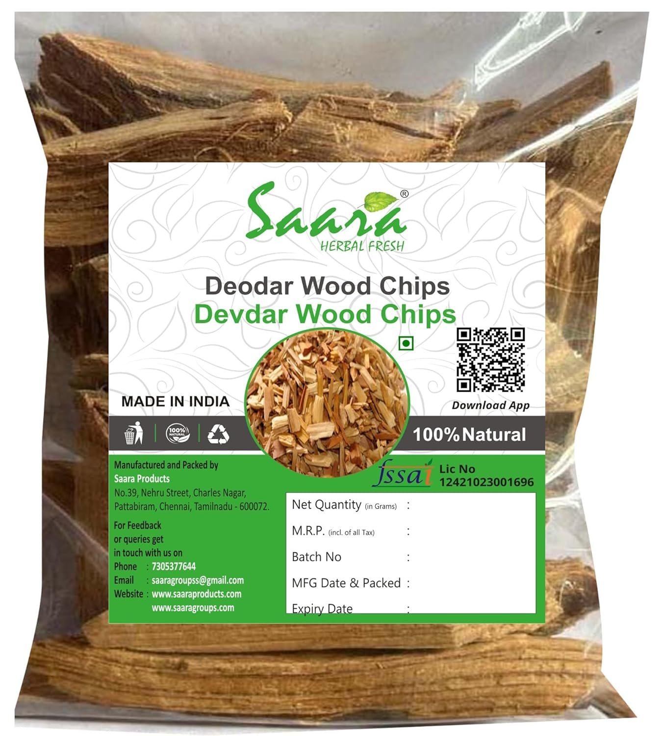 Deodar Wood Chips, 100g, Devdar Wood, Devadaru Wood, Cedrus Deodara Cedar Tree Wood Chips