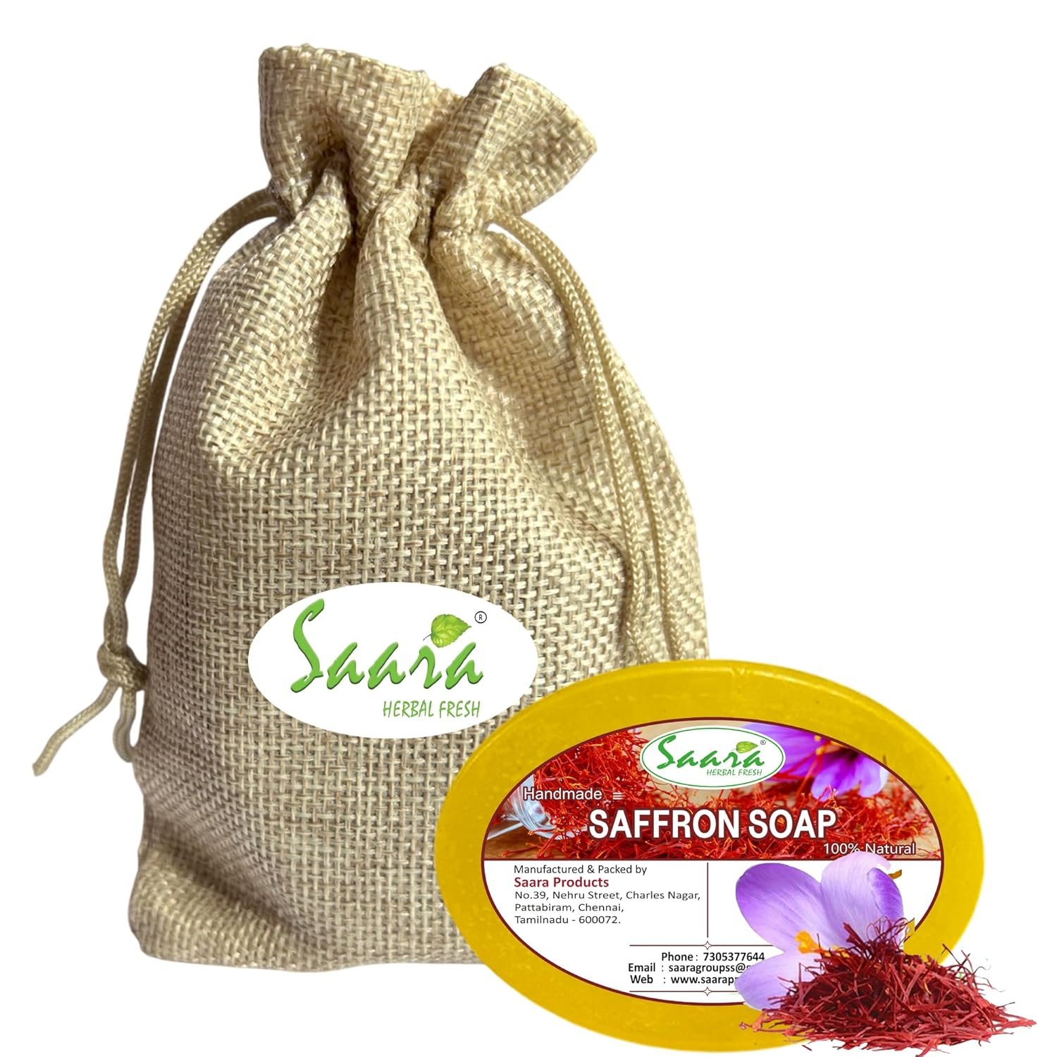 Saffron Soap, Kesar Soap, Deeply Moisturizing & Skin Brightening, Suitable for all Skin, 90g